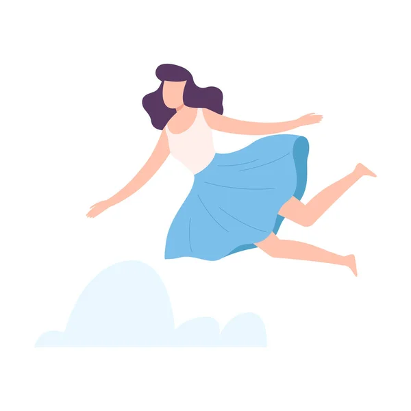 Junge Frauen fliegen und fliegen in der Luft Träumerei Vektor Illustration — Stockvektor