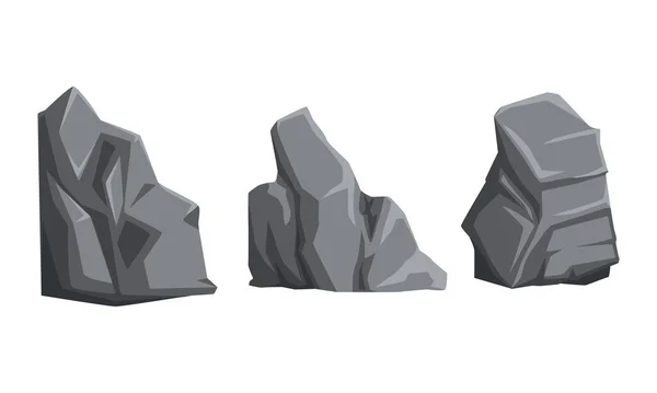 Pedras ásperas e conjunto de vetores de pedras irregulares pesadas — Vetor de Stock