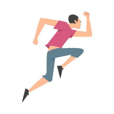 Spor Giyim, Spor Koşu, Spor Yarışması, Sabah Antrenmanı, Sağlıklı Aktif Yaşam Tarzı Çizgi Film Modeli Vektör İllüzyonu