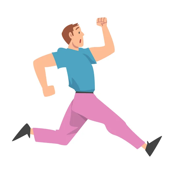 Man in Sportswear Running, Sports Competition, Outdoor Morning Workout Cartoon Style Vector Illustration