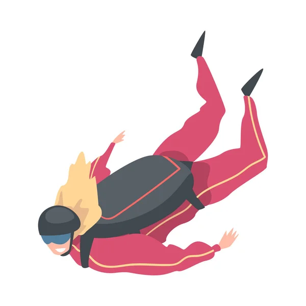 Skydiver gör bas Hoppa med fallskärm i himlen, Freefall, Skydiving, fallskärmshoppning Extrem Sport Cartoon Style Vector Illustration — Stock vektor