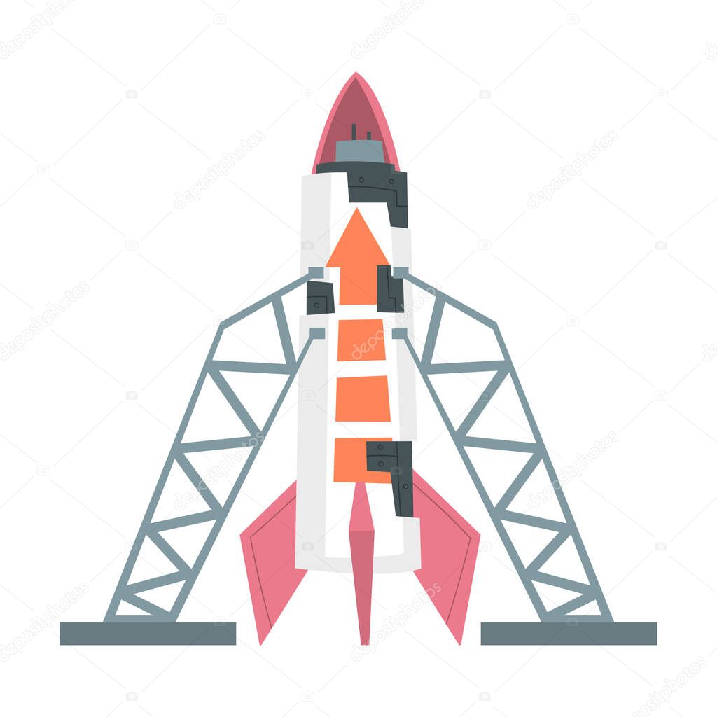 Space Rocket Launch, Business Project Start Up Concept Cartoon Style Vector Illustration