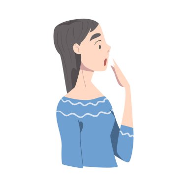 Şaşkın Kız, Genç Kadın Görünümü Wirh Şok Yüzlü İfade Çizgi Film Stili Vektör İllüstrasyonu