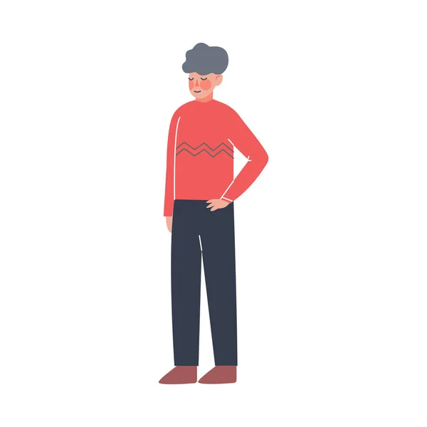 Teenage Boy Standing Full Length Posing for Photo Cartoon Style Εικονογράφηση διάνυσμα — Διανυσματικό Αρχείο