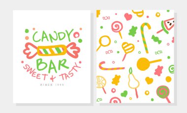 Şekerlemesiz Şekerleme Kart Şablonu, Şekerleme Dükkanı, Kafe, Şekerleme Tasarımı Çizim Vektörü İllüstrasyonu