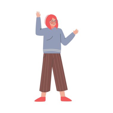 Ayakta Duran Kız, Eğlenen Genç Kadın, Başarıyı Kutlayan Kadın, Seçim Özgürlüğü Çizgi Film Şekil Gösterimi