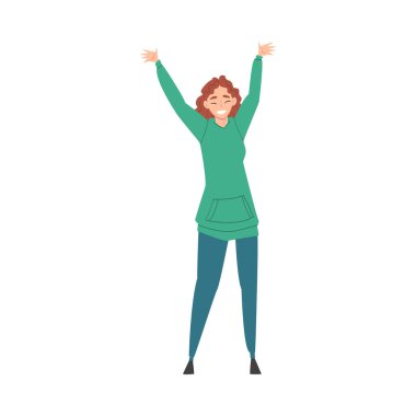 Genç Kadın, Başarı Gösterisini Kutlayan Eller Kalkıyor