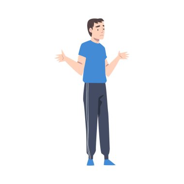 Young Man Showing Rejection and Refusal Gesture with His Hands Vector Illustration clipart