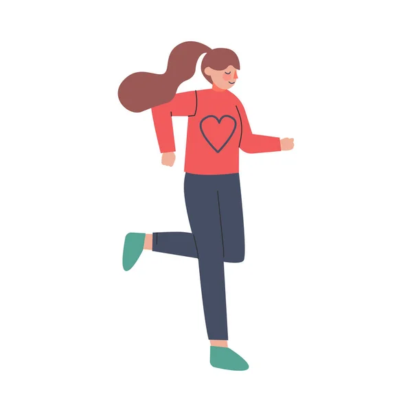 Woman Character Running in a Hurry and Hasten Somewhere Vector Illustration — Stock Vector