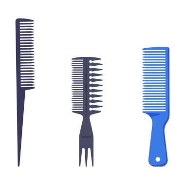 Kuaför Komploları Seti, Profesyonel Saç Tıraşı Çizgi Film Çizim Vektörü İllüstrasyonu için Berber Malzemeleri