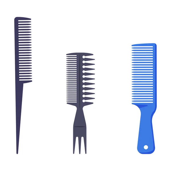 Cabeleireiro pentes conjunto, Barbeiro suprimentos para styling corte de cabelo profissional Cartoon Style Vector Ilustração — Vetor de Stock