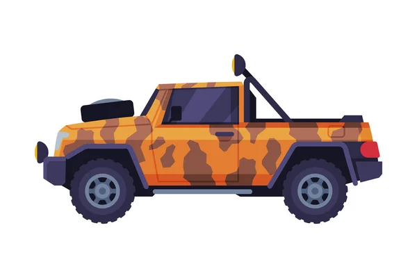 Safari Jeep Car, Vozidlo pro Kempování, Lov a cestování Flat Vector Illustration — Stockový vektor