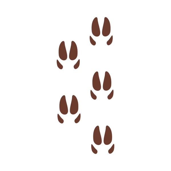 Deer Footprints, Animal Paw Silhouette Flat Vector Illustration — Stock Vector