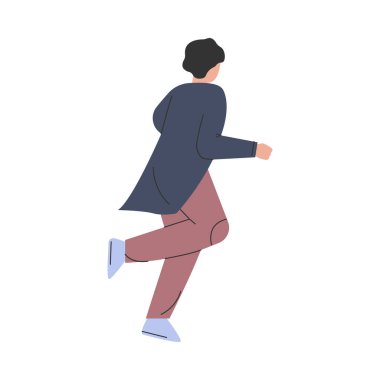 Enthusiastic Man Character Running in a Hurry and Hasten Somewhere Vector Illustration clipart