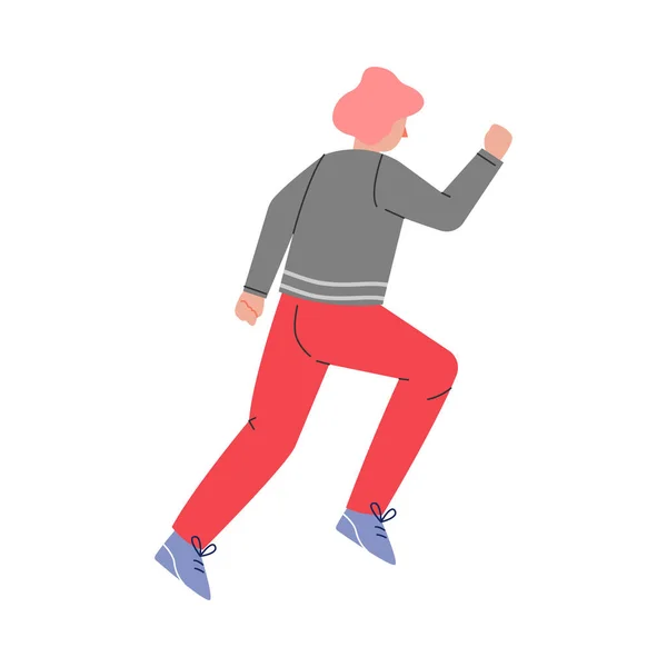 Enthusiastic Man Character Running in a hurry and Hasten Somewhere Vector Illustration — стоковый вектор