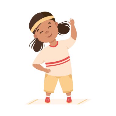 İyi terbiye almış itaatkar kız Fiziksel Egzersiz Vektörü İllüstrasyonu