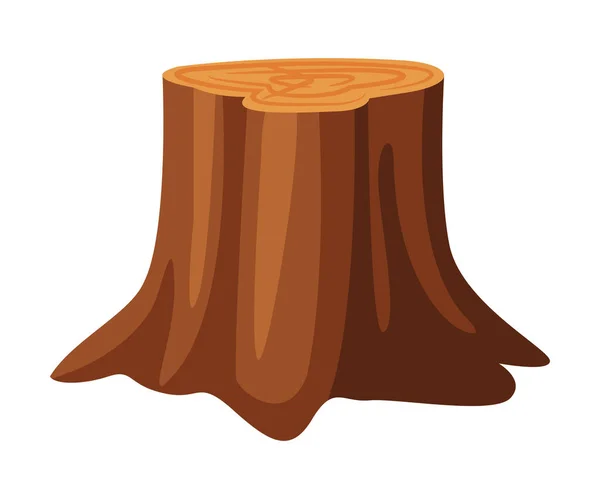 Stromový pahýl s kořeny v zemi jako spadlý nebo vyříznutý kmen vektorové ilustrace — Stockový vektor