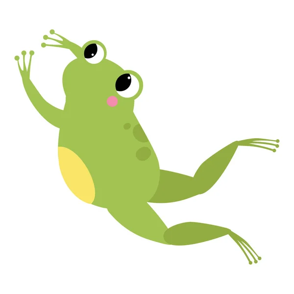 Cute Green Frog z wystającymi oczami skoki wektor ilustracji — Wektor stockowy