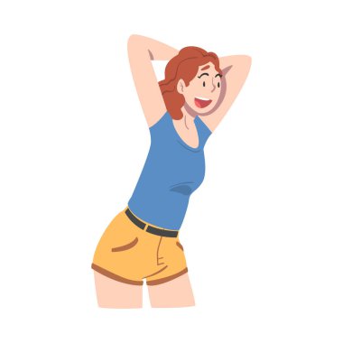 Şaşkın Kız, Halkın Ruh Halkı Konsepti, Duygusal Kişilik Karakteri Çizgi Film Stili Vektör İllüzyonu