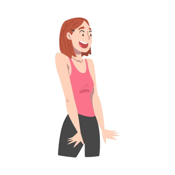 Happy surprise girl, Mood of People Concept, Shodked and Amazed Person Cartoon Style Vector Illustration — 스톡 벡터
