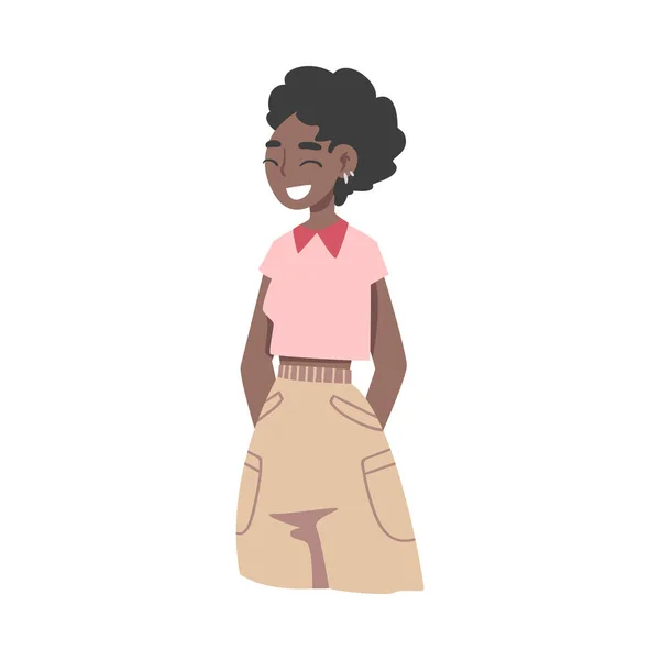 Νεαρή Αφρο-Αμερικανίδα γυναίκα σε όρθια θέση Pose διανυσματική απεικόνιση — Διανυσματικό Αρχείο