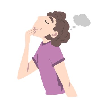 Genç Adam Kafasında Bir Şey Hayal Etmek ve Hayal Etmek İçin Bakıyor