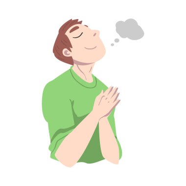 Genç Adam Kafasında Bir Şey Hayal Etmekte ve Hayal Etmekte.