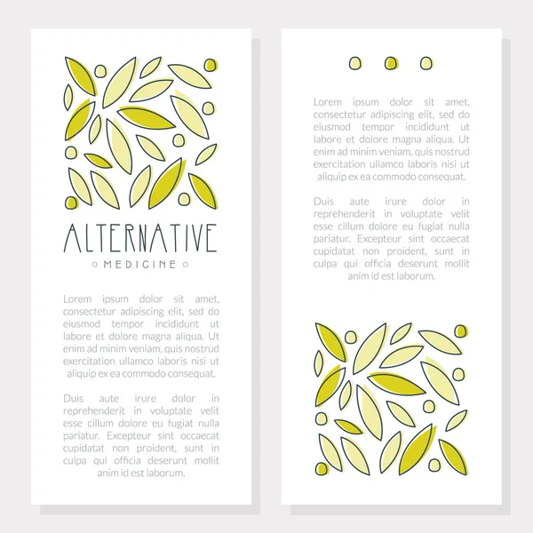 Alternative Medicine Card, Homeopathy, Naturopathy, Holistic Medicine Banner, Flyer, Brochure with Text Vector Illustration — Stock Vector