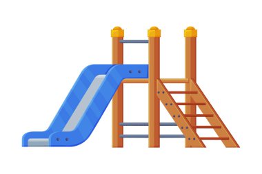 Playground Vektör Resimlerinde Merdiven ile Renkli Tahta Kaydırak