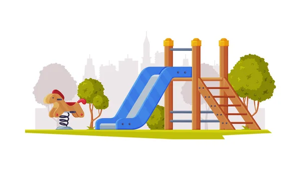 Kids Playground as Urban Summer Public Area for Playing Vector Illustration — Stock Vector