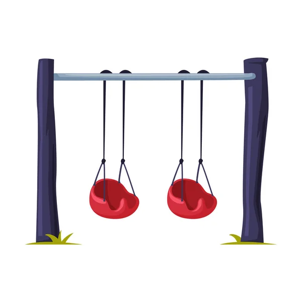 Playground Equipment with Hanging Swing as Suspended Seat Vector Illustration — Stock Vector