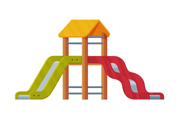 Colorful Wooden Slide with Ladder on Playground Vector Illustration — Stock Vector