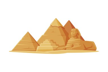 Mısır Piramidi Ünlü Şehir Simgesi ve Seyahat ve Turizm Sembol Vektörü İllüstrasyonu Olarak