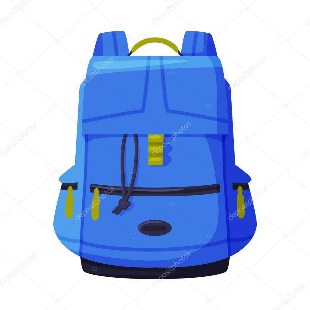 Blue Backpack as Travel and Tourism Symbol Vector Illustration