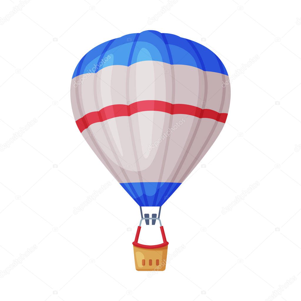 Floating Hot Air Balloon as Travel and Tourism Symbol Vector Illustration