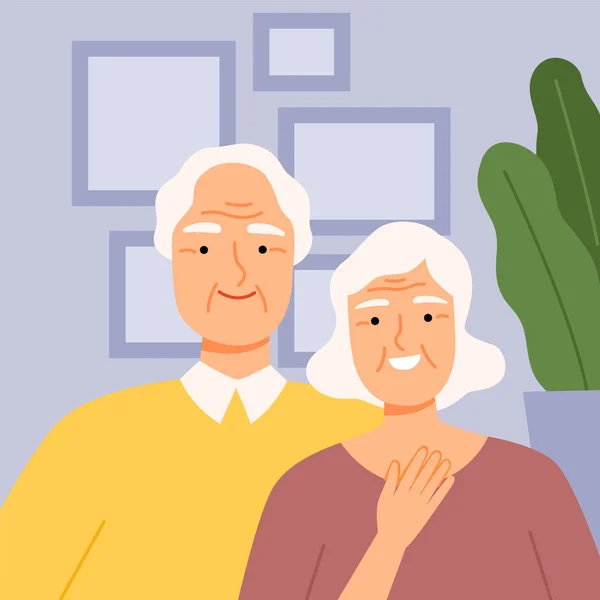집에서 온라인으로 대화하는 노인들 비디오 콜, 인터넷에서 친구나 친척들과 이야기하는 사람들, 격리 개념 Vector Illustration — 스톡 벡터