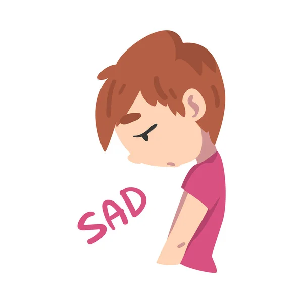 Upset Boy, Child With Sad Facial Expression Cartoon Style Vector Illustration — Stock Vector