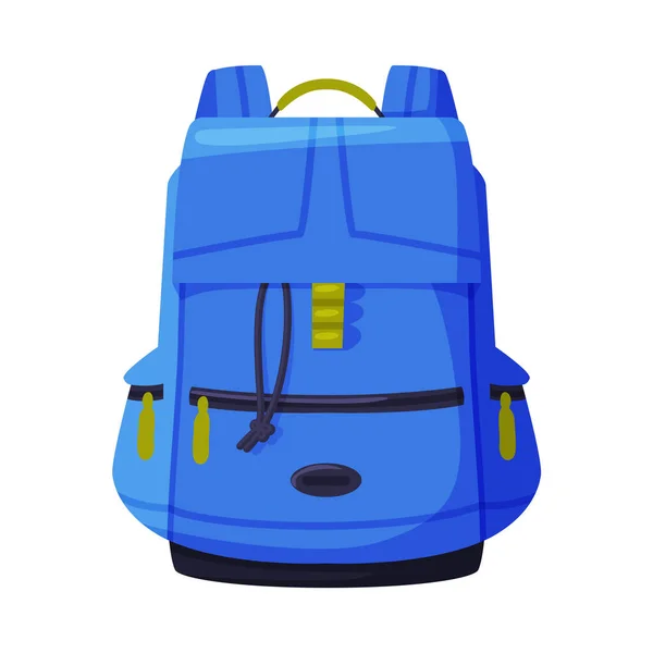 Blå ryggsäck som Resor och turism symbol vektor Illustration — Stock vektor