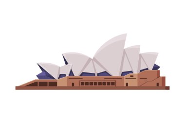 Sydney Opera Binası Ünlü Şehir Tarihi Tarihi ve Seyahat ve Turizm Sembol Vektörü İllüstrasyonu