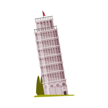 Pisa Kulesi Meşhur Şehir Simgesi ve Seyahat ve Turizm Sembol Gösterimi Olarak Eğiliyor