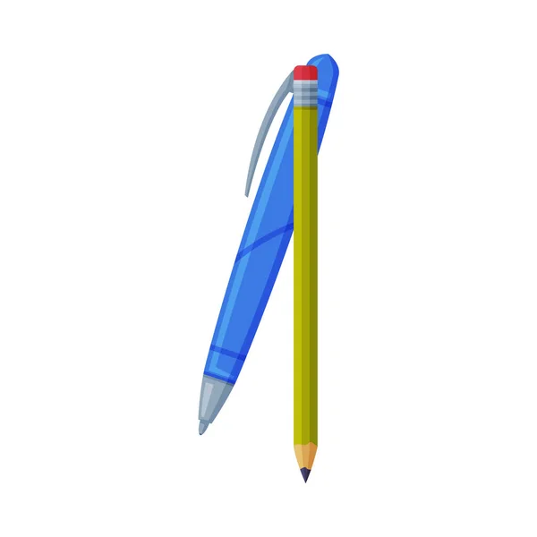 ペンと鉛筆を白い背景に孤立したドローイングとライティングの道具として｜ベクトルイラスト — ストックベクタ