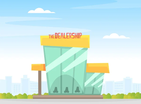 Dealership Center, Utställningspaviljong, Showroom, Car Center eller Auto Service tecknad vektor Illustration — Stock vektor
