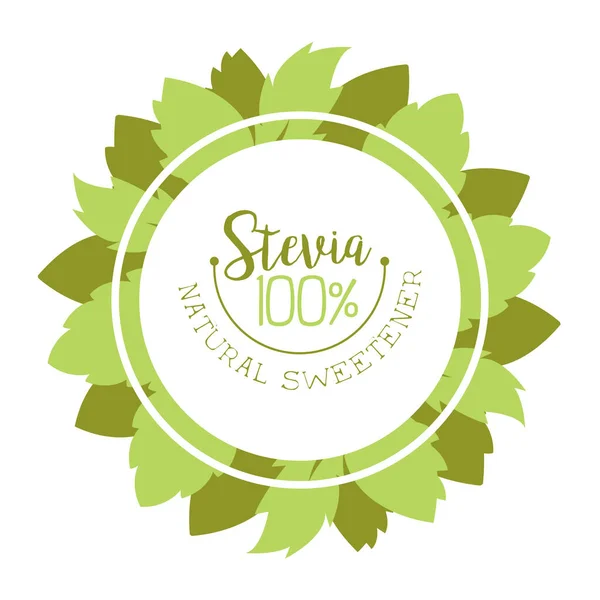 Natural Organic Stevia Label or Badge Vector Illustration — Stock Vector