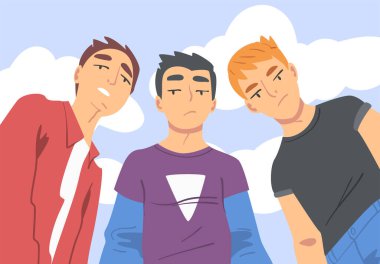 Yukarıdaki Vektör Resimlerinden Kameraya Bakan Genç Adam Grubu