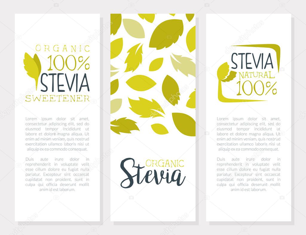 Stevia as Organic Herb and Plant Banner Vector Template