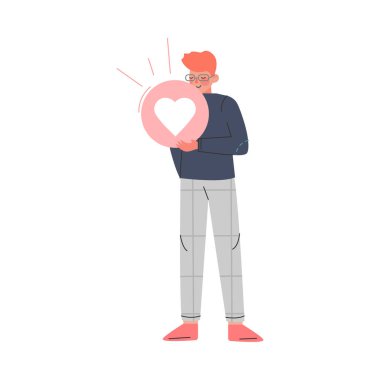 Bildirim yapan adam, Çocuk Takipçisi Anlaşmayı İfade Etmek, Sosyal Medya Ağ İllüstrasyonu