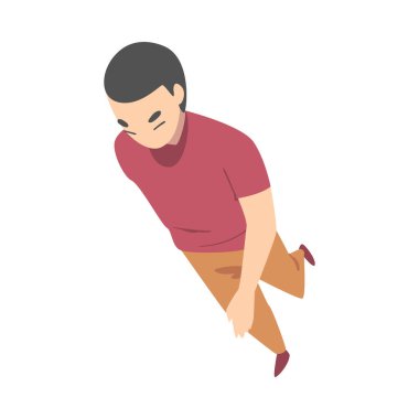 Giden ve Yürüyen Adam Karakteri Üst Görünüm Vektör İllüstrasyonu