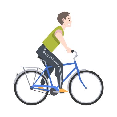 Bisiklete Binen Mutlu Adam Tatilin Tadını Çıkartıyor Ya da Haftasonu Etkinlik Gösterimi