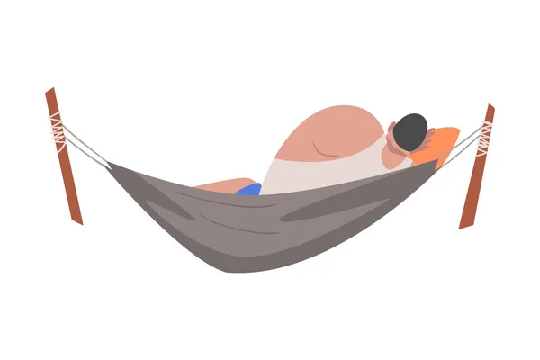 Homme couché dans un hamac et dormant Illustration vectorielle — Image vectorielle