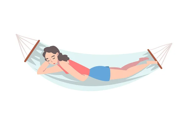 Femme couchée dans un hamac et endormie Illustration vectorielle — Image vectorielle